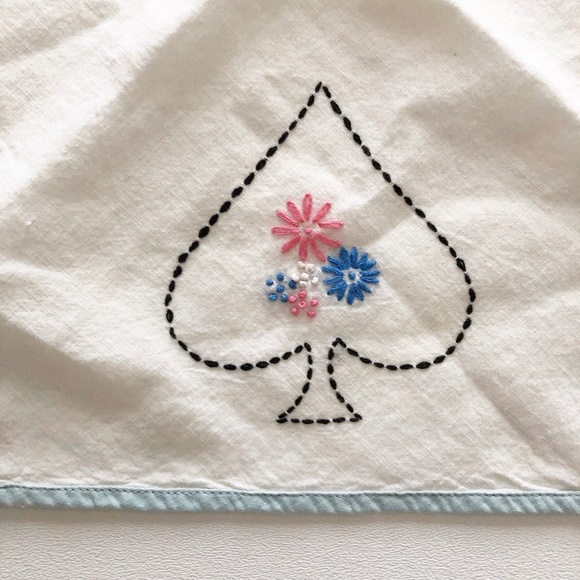 VTG Set Card Table Cover w Ties Hand Embroidered, Handmade Coasters Poker Bridge - Picture 4 of 12